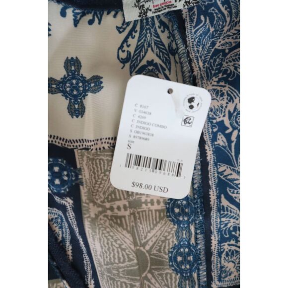 Intimately Free People OB1963838 Women Sz S Indigo/Blue Combo Oasis Wrap Romper - Picture 4 of 13